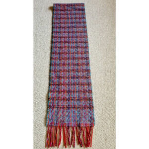 Womens Scarf-BORU-JIMMY HOURIHAN-IRELAND-multicolor plaid woven wool w/ fringe